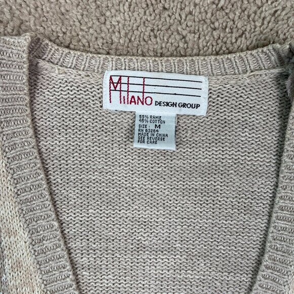Milano Design Group Sweater Womens M Brown Fall Leaf Cardigan Vintage Autumn - Picture 4 of 8